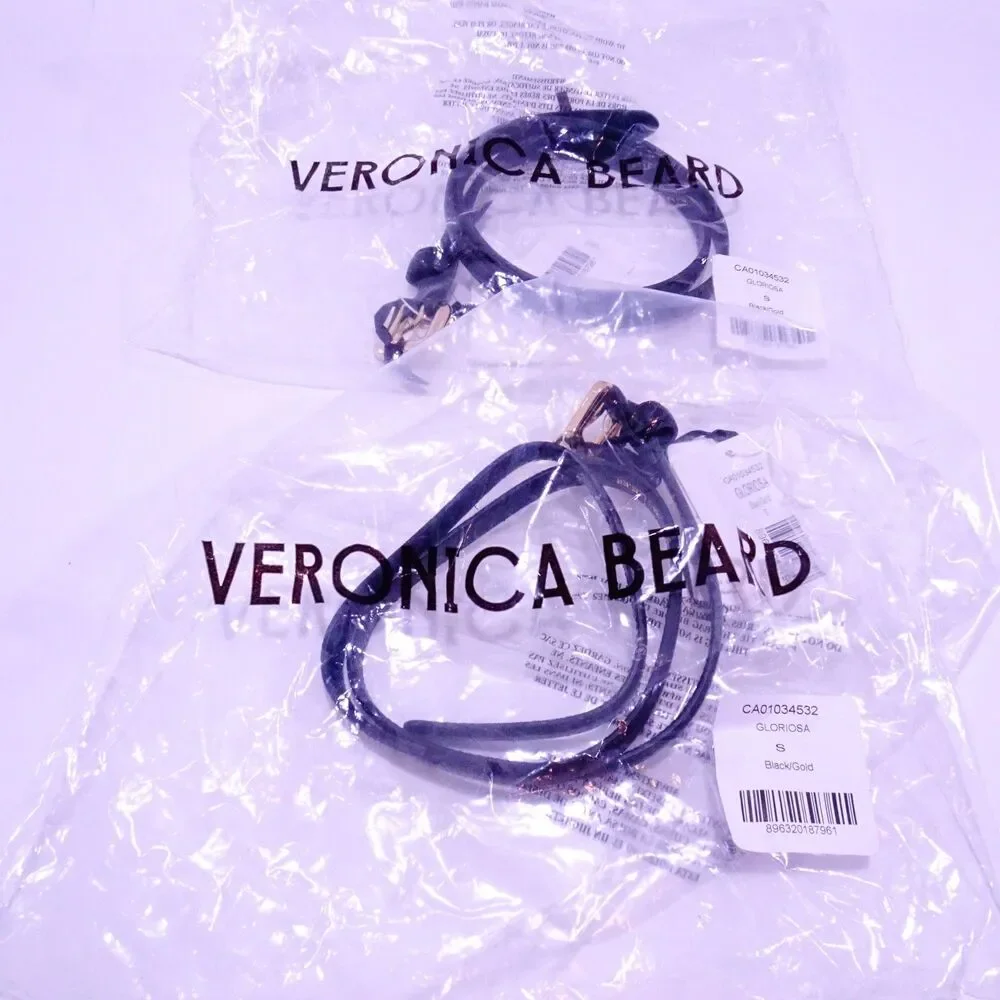 Veronica Beard Gavazzeni GLORIOSA Leather Gold Buckle Belt Sz S 85 NWT 140